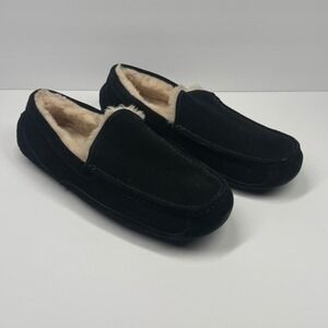 UGG Ascot Black Suede Water Repellent Slippers Wool Lined Men's Size 11